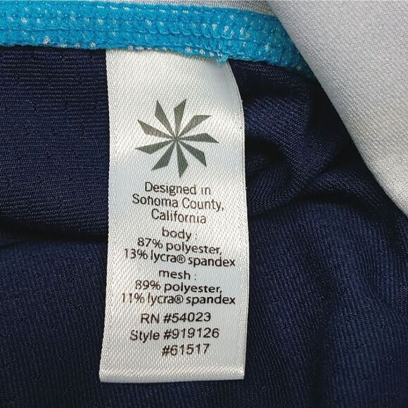 ATHLETA Runaway Blue Green Paisley Print Medium UPF Athletic Long Sleeve Shirt - Picture 14 of 15